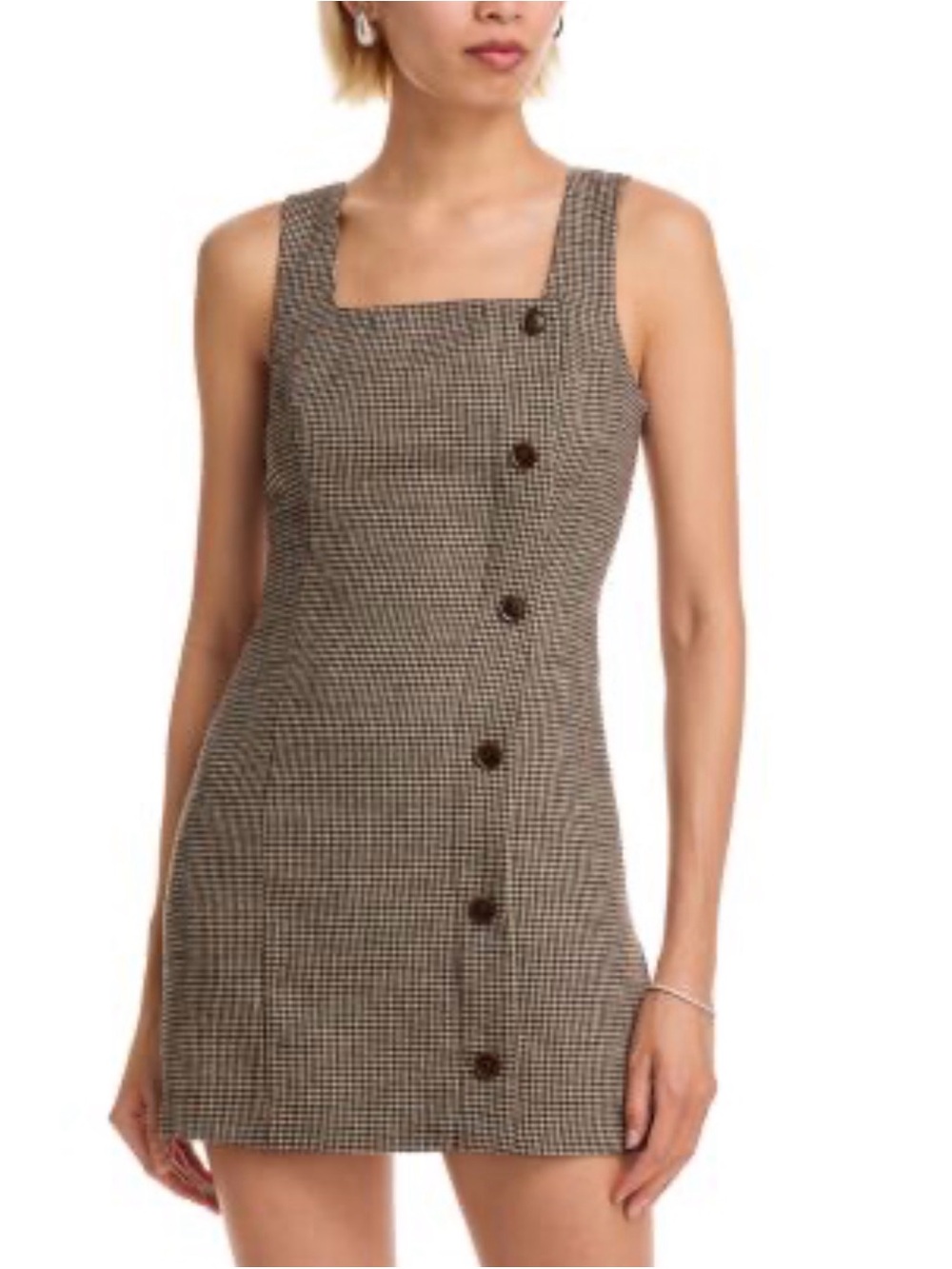 French Connection Checkered Button-Front Mini Dress